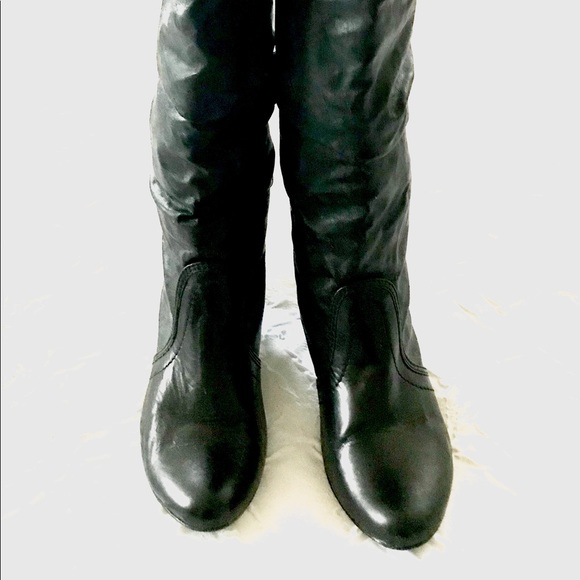 NWOT Steve Madden Black Leather Slouch Boots - Picture 5 of 8